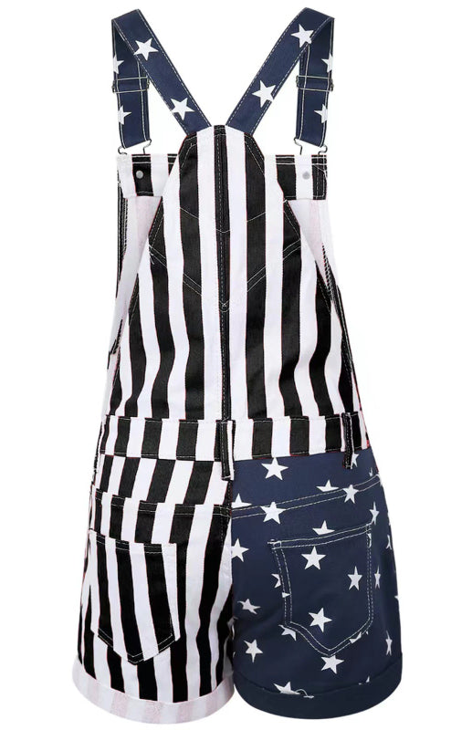 Women's Independence Day Flag Denim Bibs