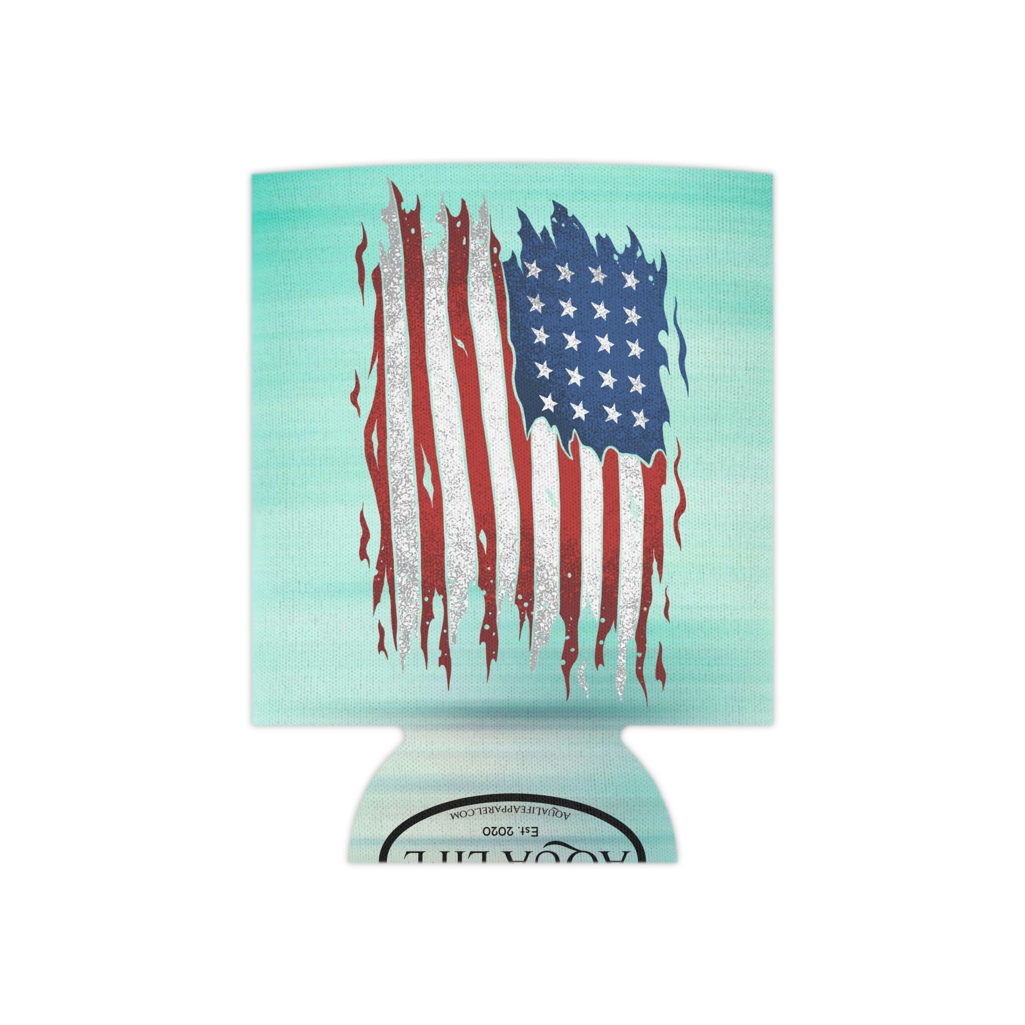 Aqua Life™ ~ Patriotic Series ~ Weathered USA Flag ~ Slim & Regular Can Koozie