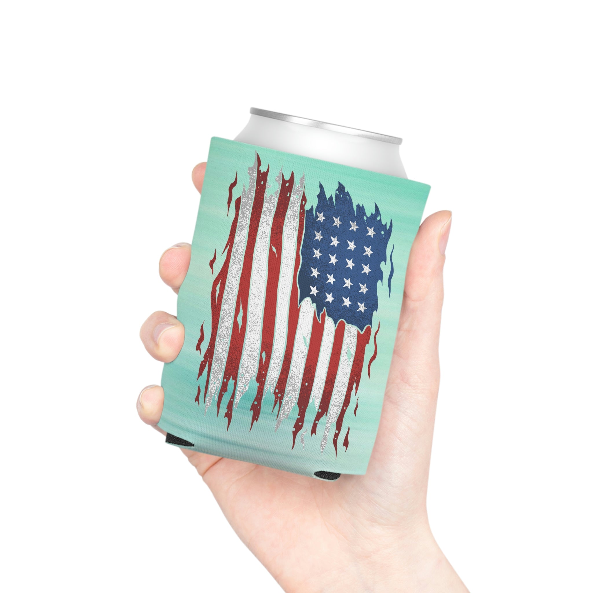 Aqua Life™ ~ Patriotic Series ~ Weathered USA Flag ~ Slim & Regular Can Koozie