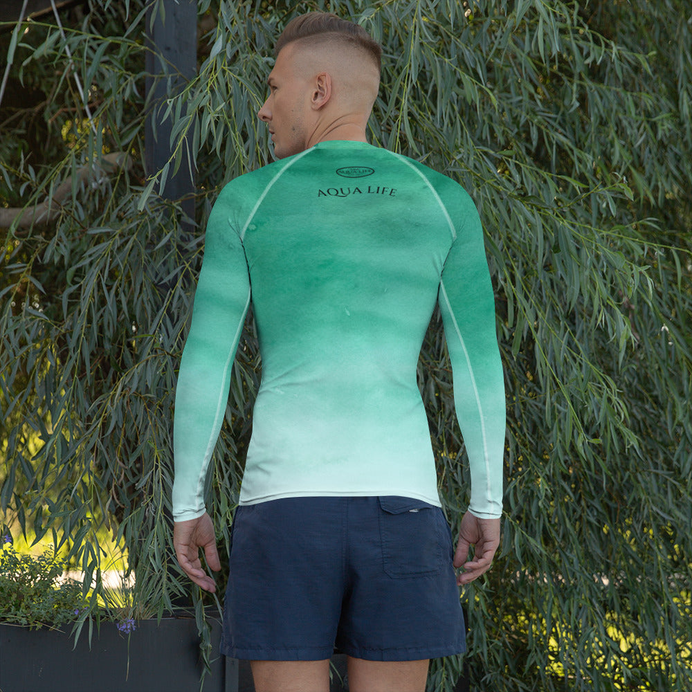 Aqua Life ~ Men's Rash Guard in Teal Wash