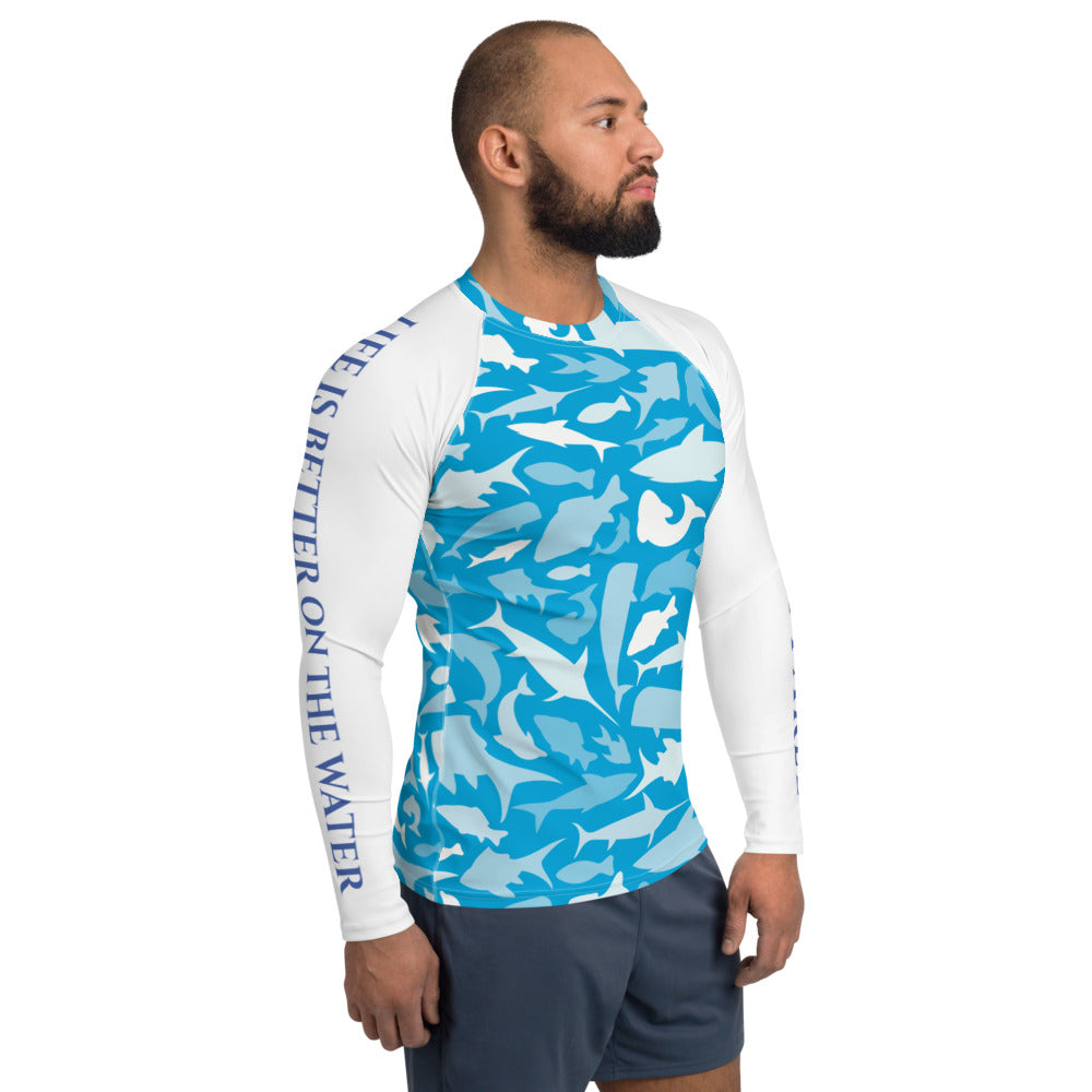 Life is Better On The Water ~ Sharks ~ Men's Rash Guard