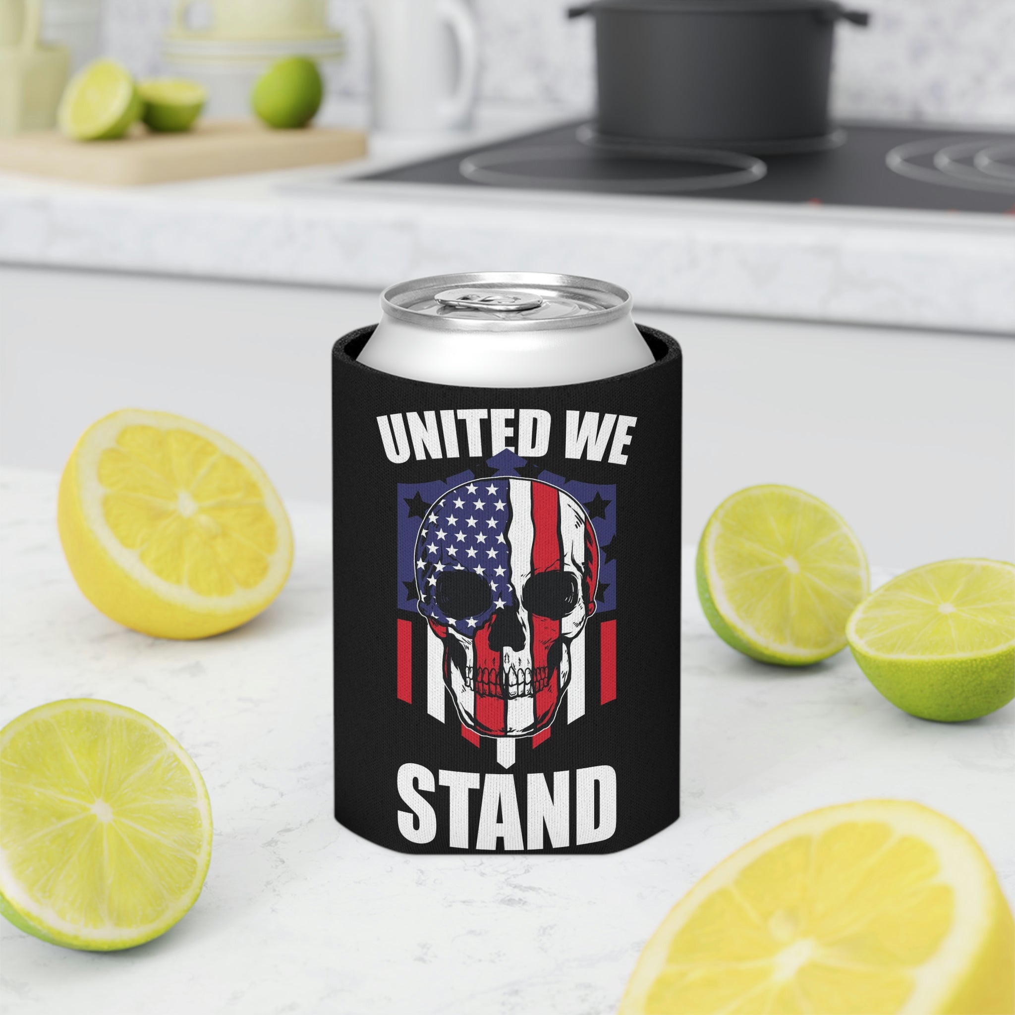 Aqua Life™ ~ Patriotic Series ~ United We Stand - USA Flag~Red Stripe ~ Slim & Regular Can Koozie