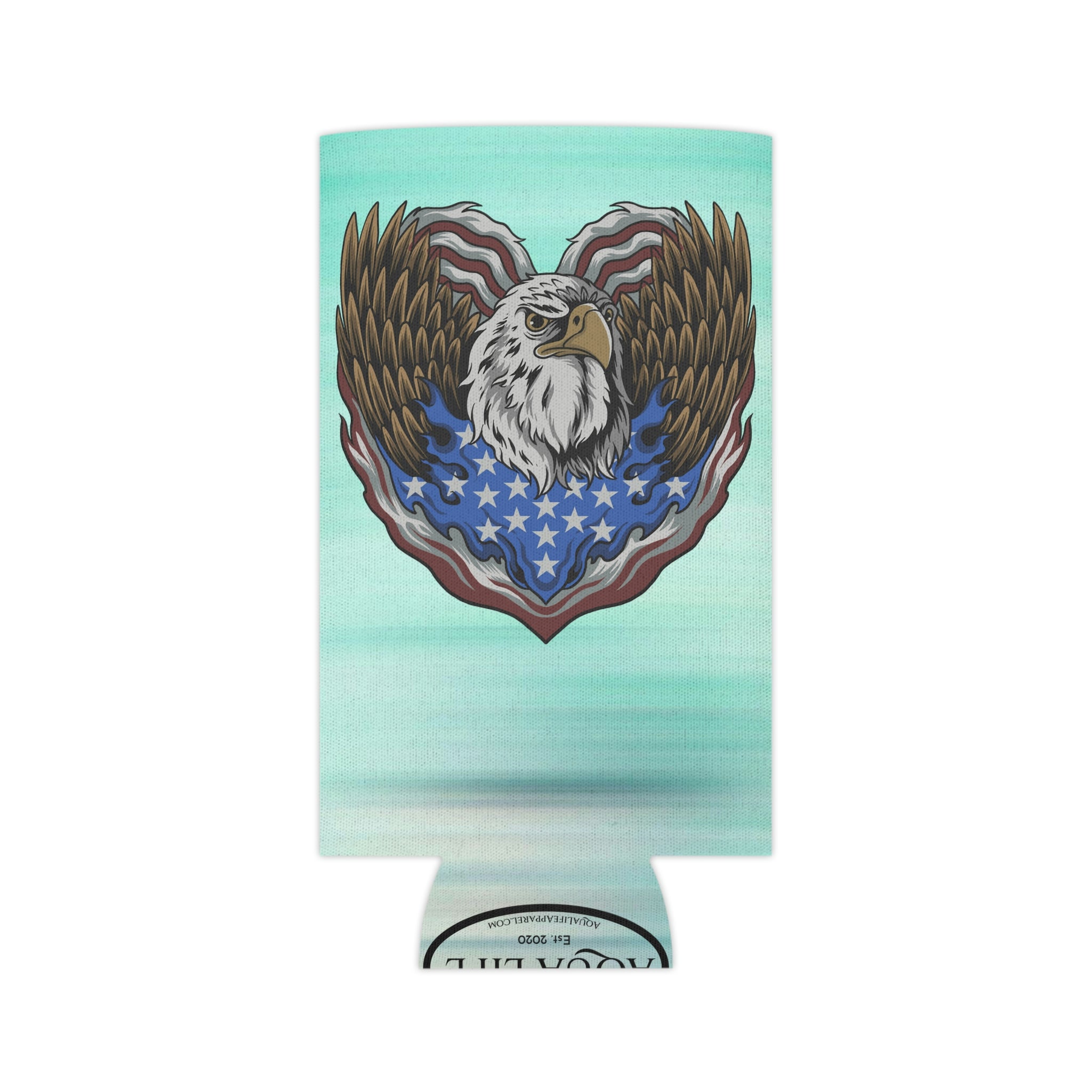 Aqua Life™ ~ Patriotic Series ~ Eagle Heart USA Flag ~ Slim & Regular Can Koozie