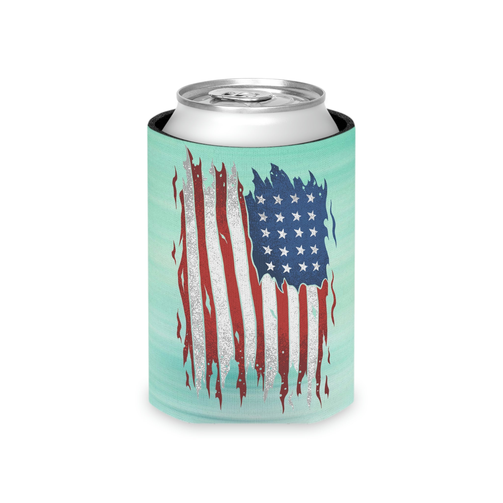 Aqua Life™ ~ Patriotic Series ~ Weathered USA Flag ~ Slim & Regular Can Koozie