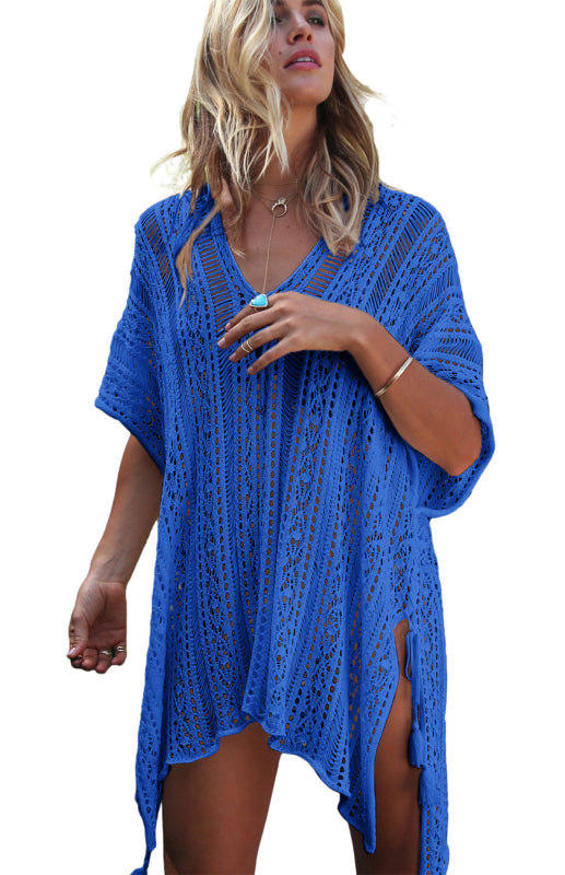 Crochet Knitted Tassel Tie Kimono Beachwear