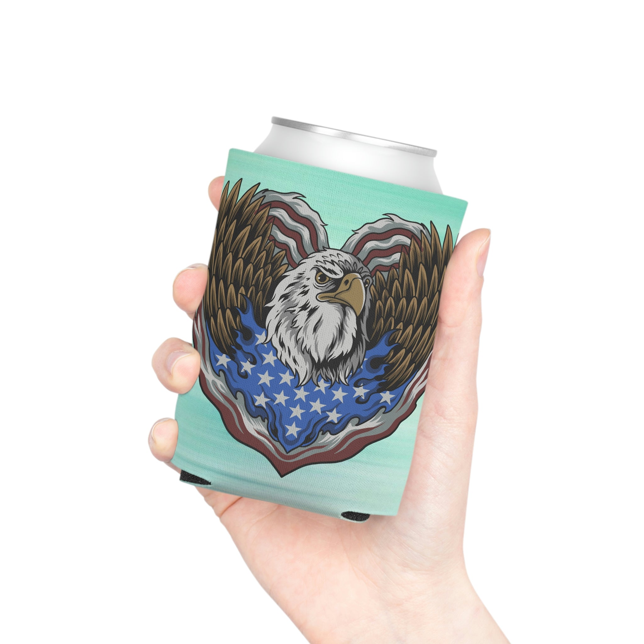 Aqua Life™ ~ Patriotic Series ~ Eagle Heart USA Flag ~ Slim & Regular Can Koozie