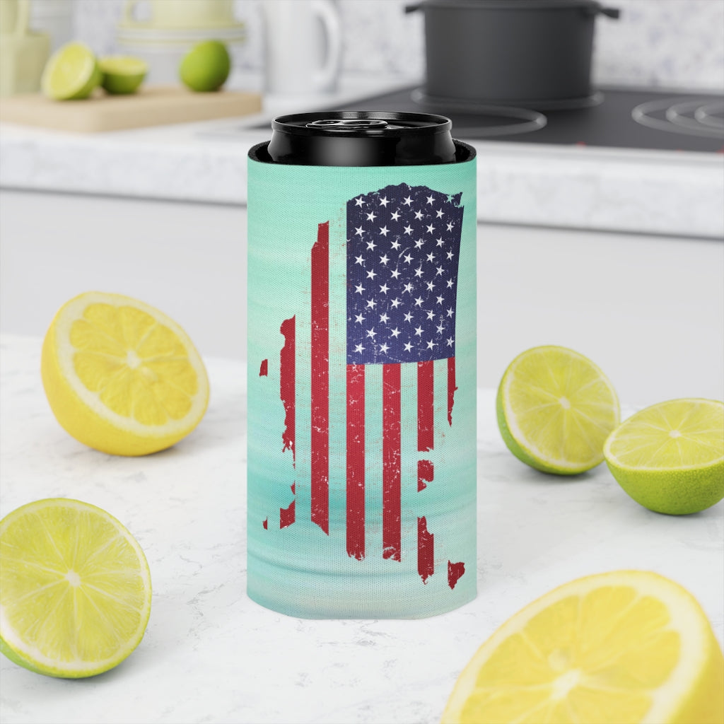 Aqua Life™ ~ Patriotic Series ~ USA In Flag ~ Slim Can Koozie