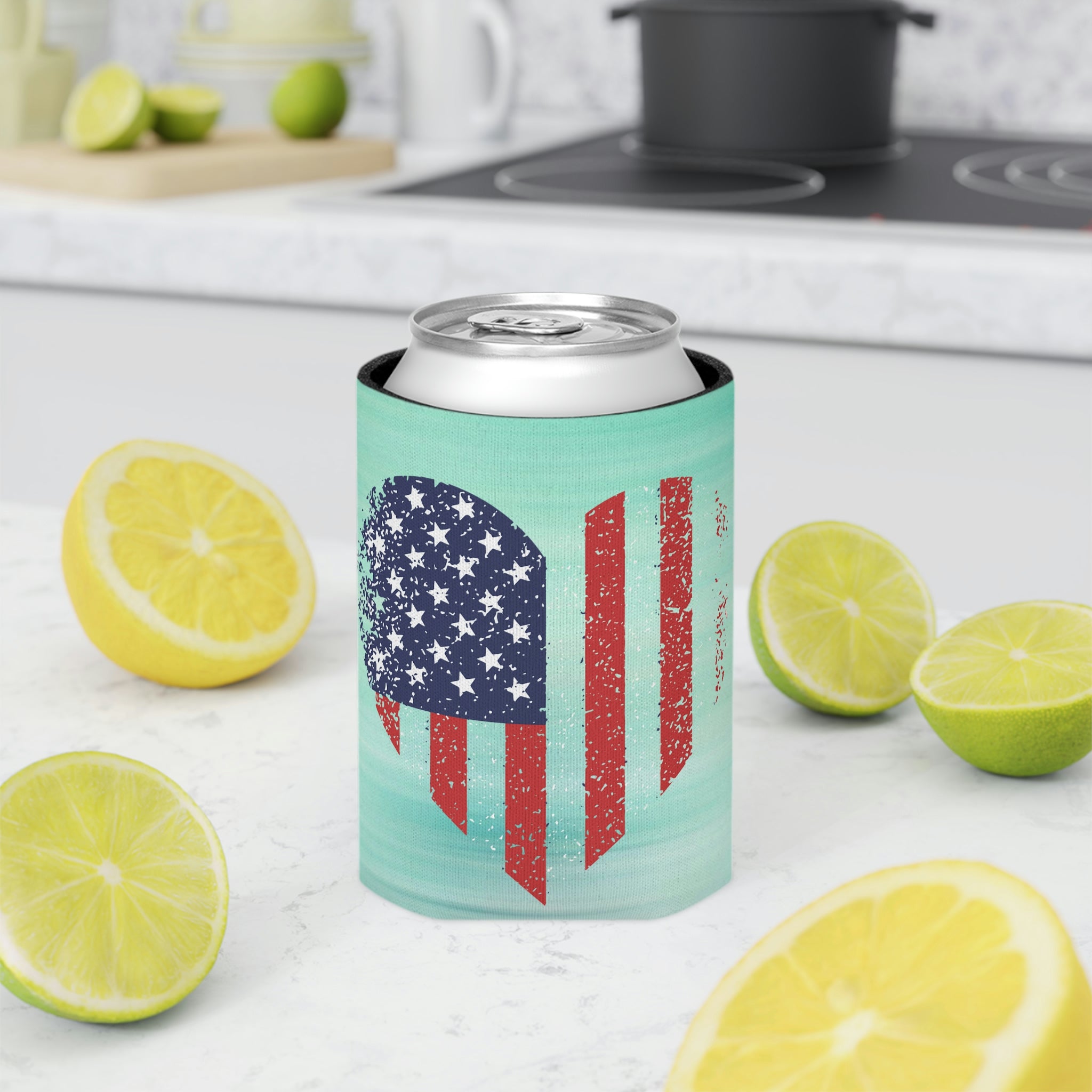 Aqua Life™ ~ Patriotic Series ~ USA Heart Flag ~ Slim & Regular Can Koozie