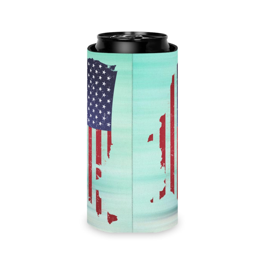 Aqua Life™ ~ Patriotic Series ~ USA In Flag ~ Slim Can Koozie