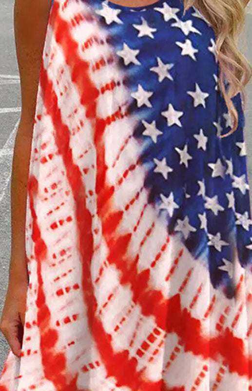 Women's Independence Day American Flag Print Sling Dress