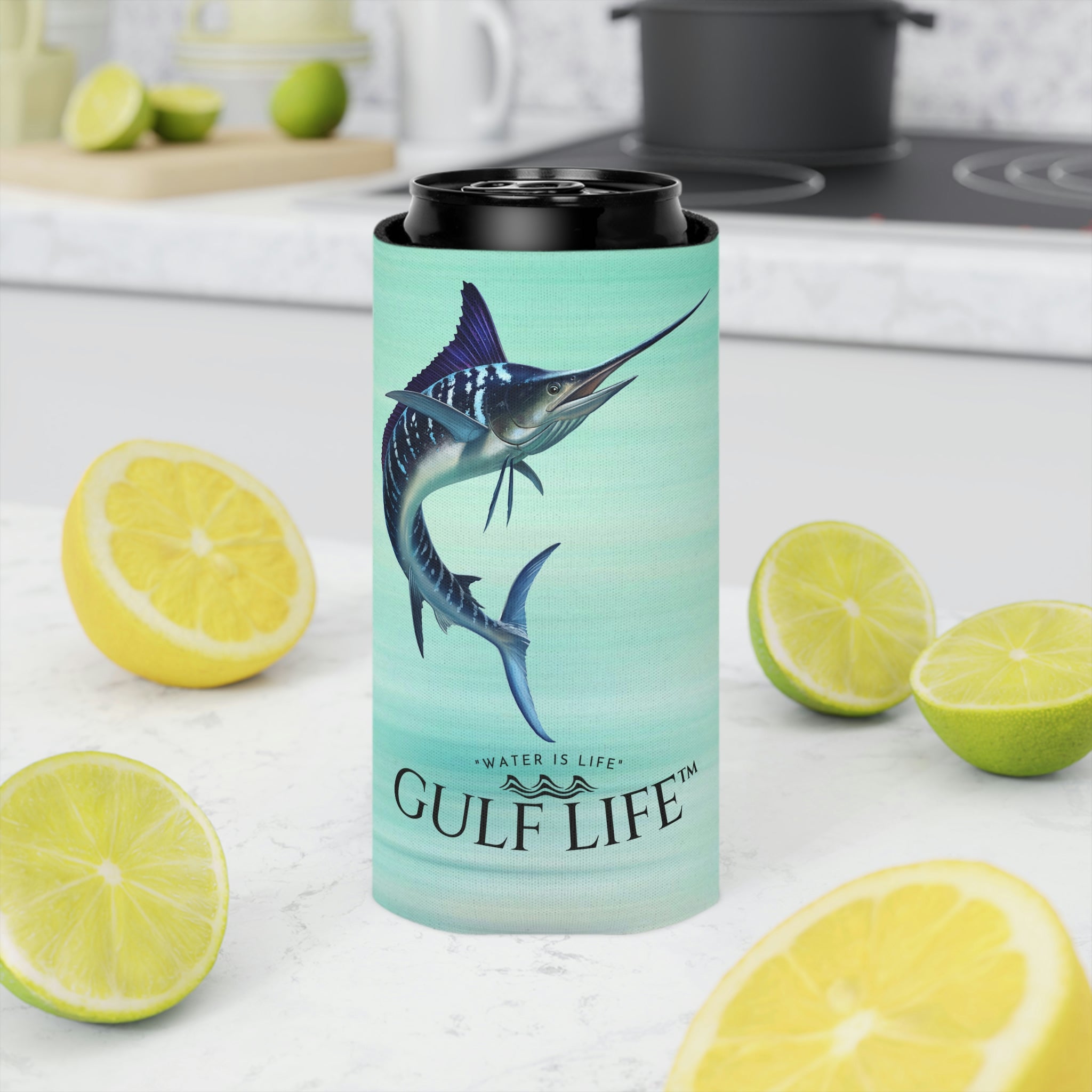 Gulf Life™ ~ Striped Marlin ~ Slim Can & Regular Size Koozie