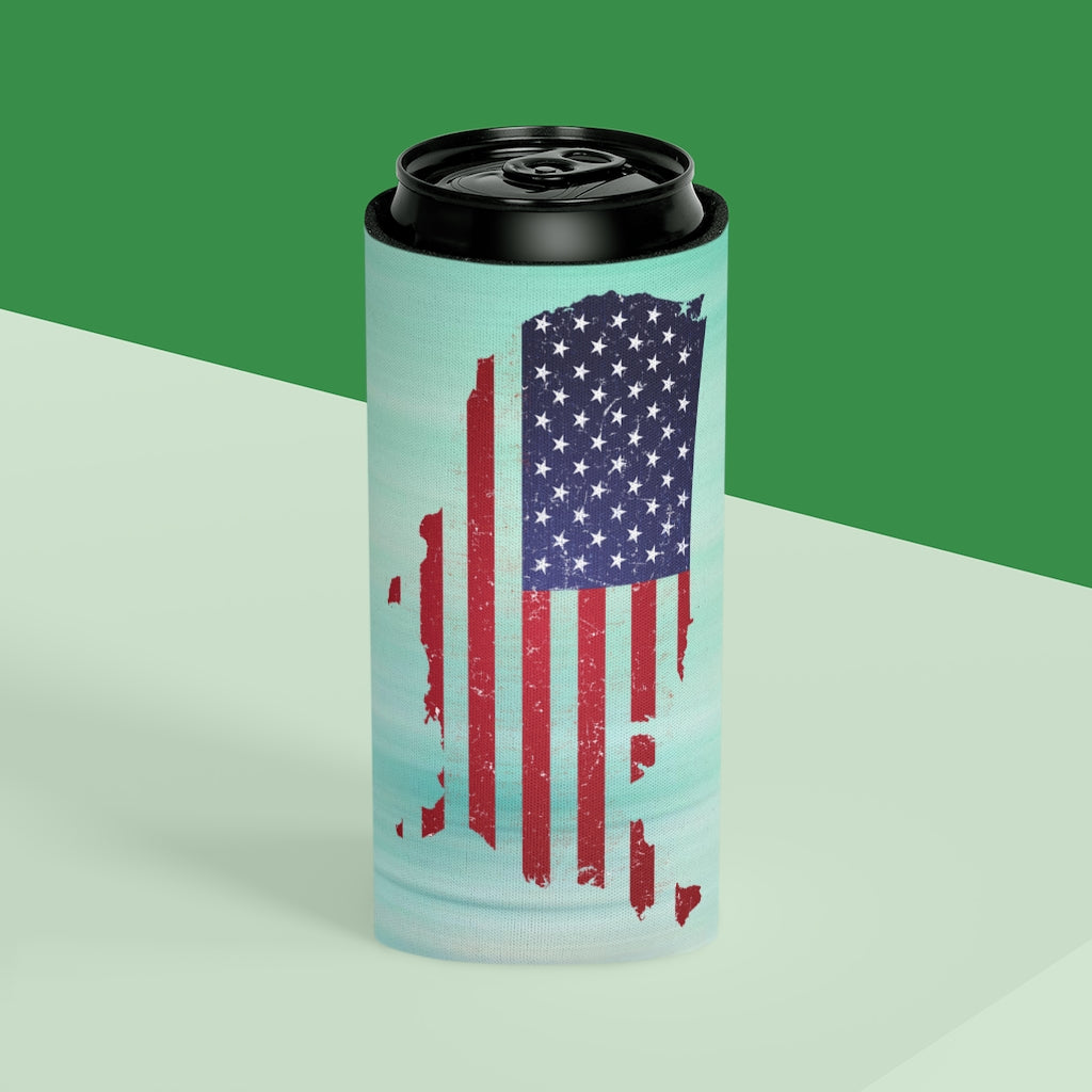 Aqua Life™ ~ Patriotic Series ~ USA In Flag ~ Slim Can Koozie