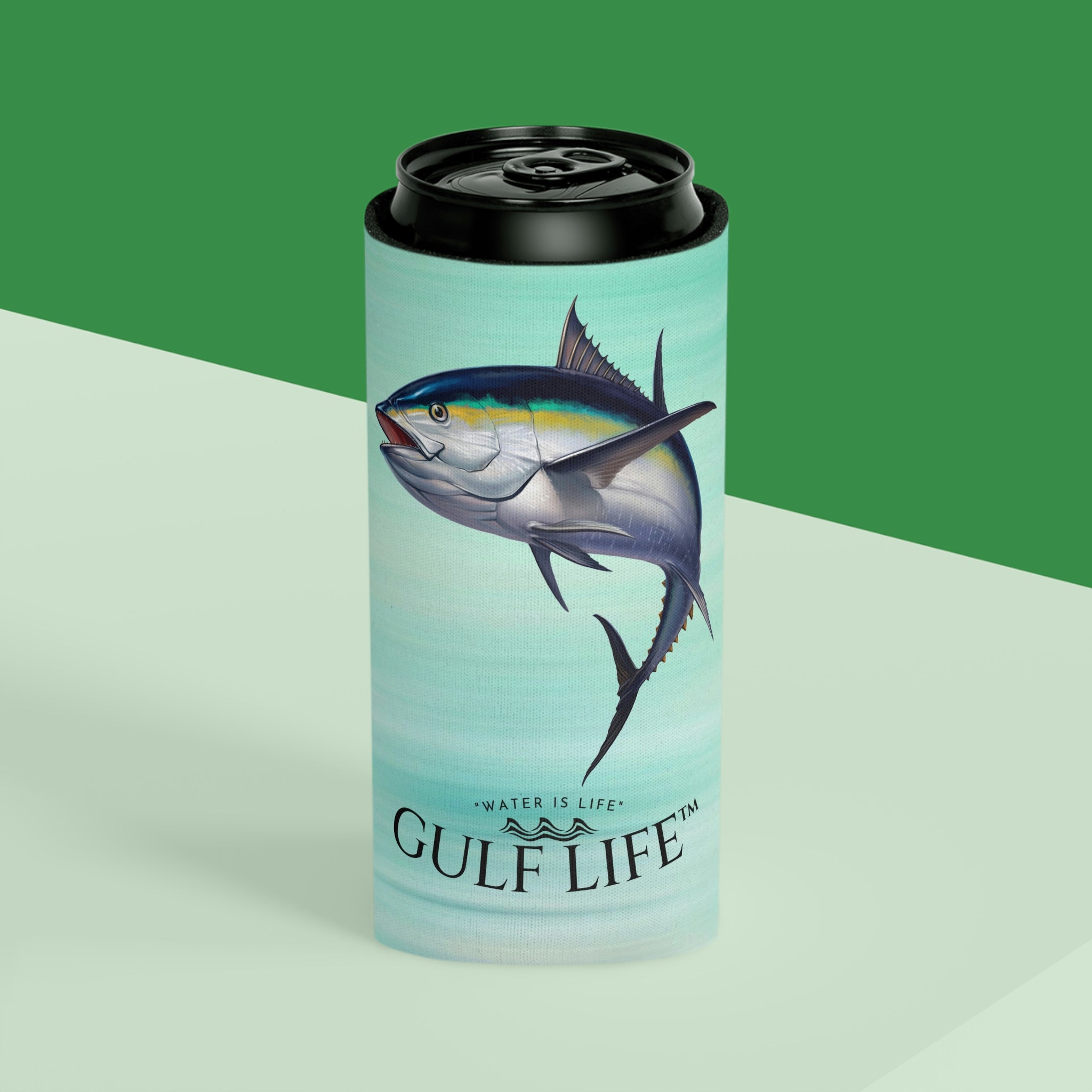 Gulf Life™ ~ Blackfin Tuna ~ Slim Can & Regular Size Koozie