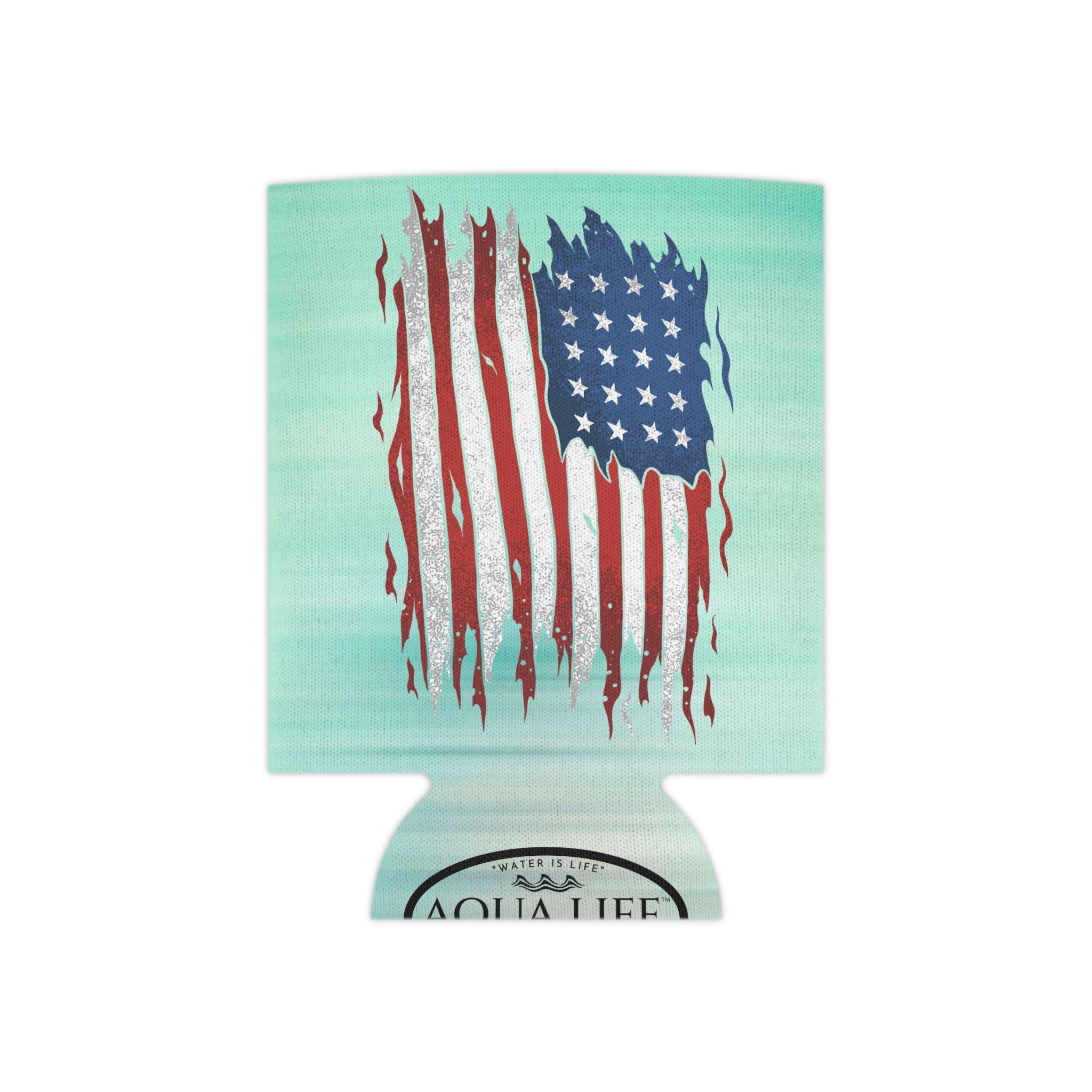 Aqua Life™ ~ Patriotic Series ~ Weathered USA Flag ~ Slim & Regular Can Koozie