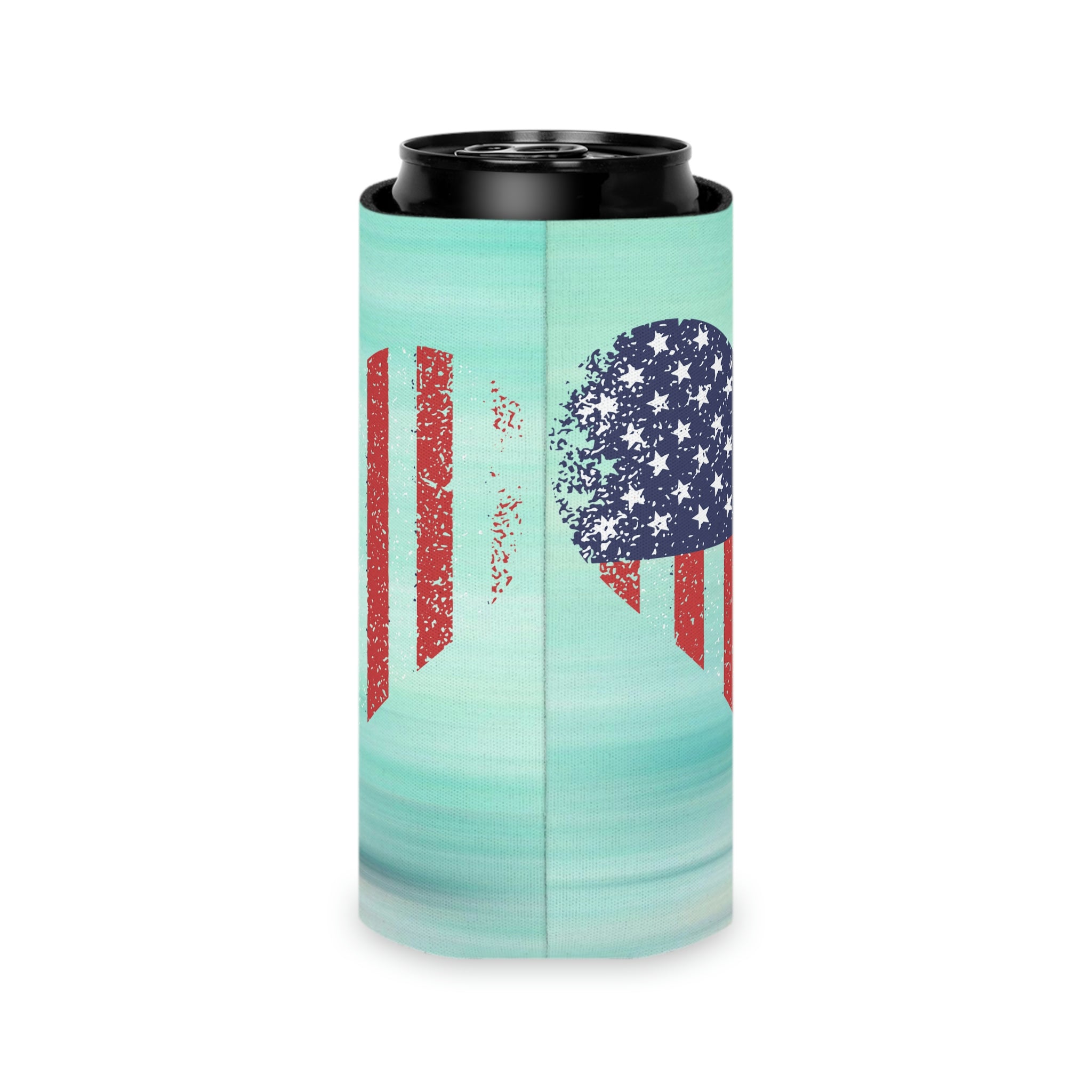 Aqua Life™ ~ Patriotic Series ~ USA Heart Flag ~ Slim & Regular Can Koozie