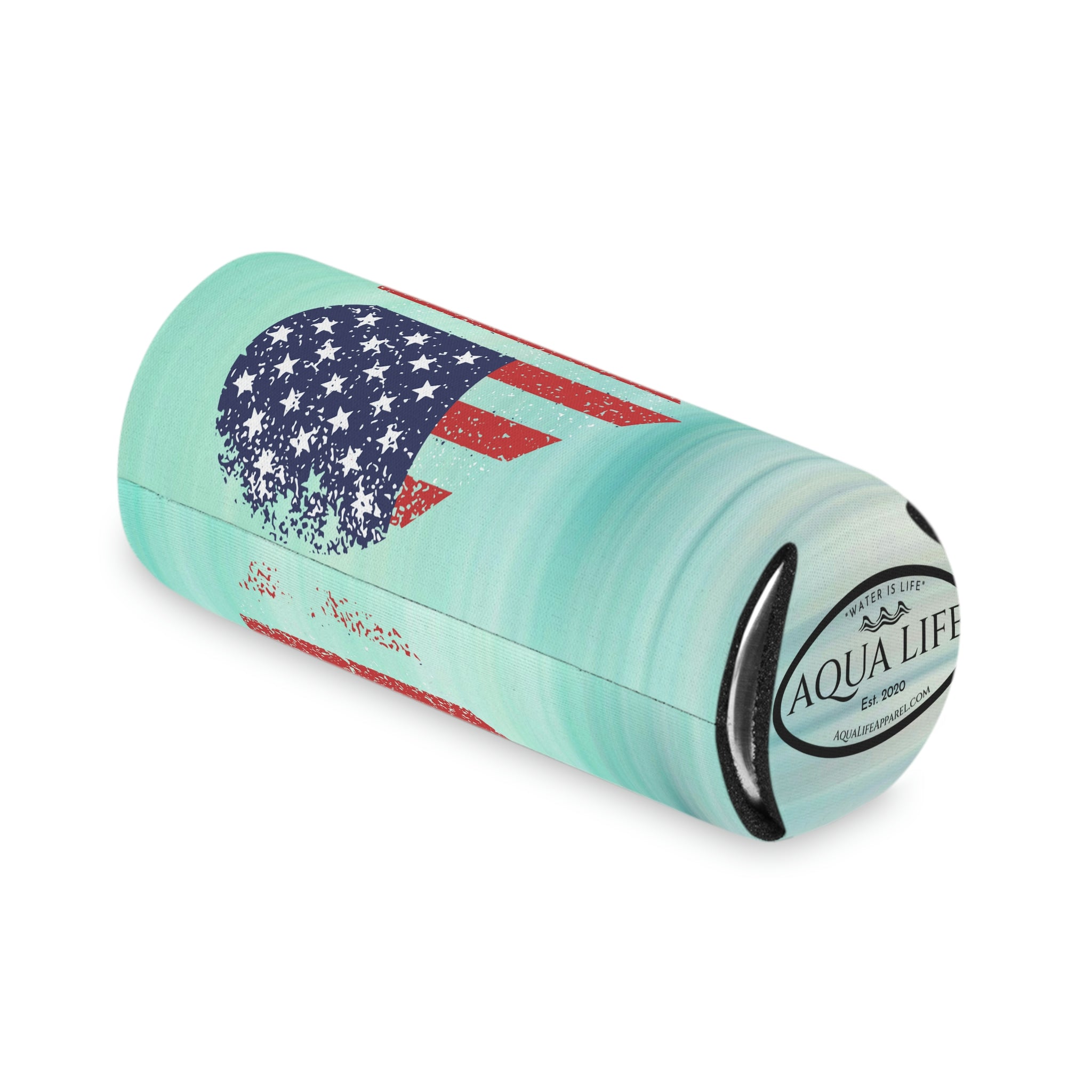 Aqua Life™ ~ Patriotic Series ~ USA Heart Flag ~ Slim & Regular Can Koozie