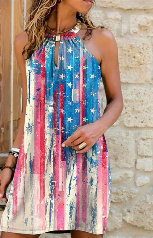 Women's Independence Day Metal Halter Dress