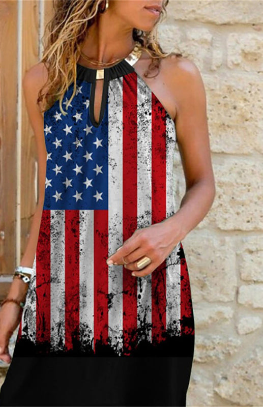 Women's Independence Day Metal Halter Dress