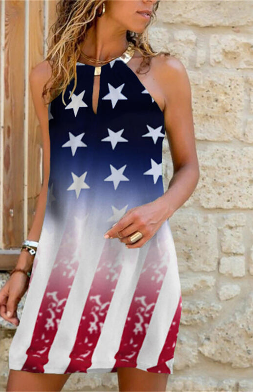 Women's Independence Day Metal Halter Dress