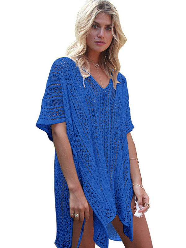 Women's bikini hollow beach holiday blouse knitted sunscreen swimsuit