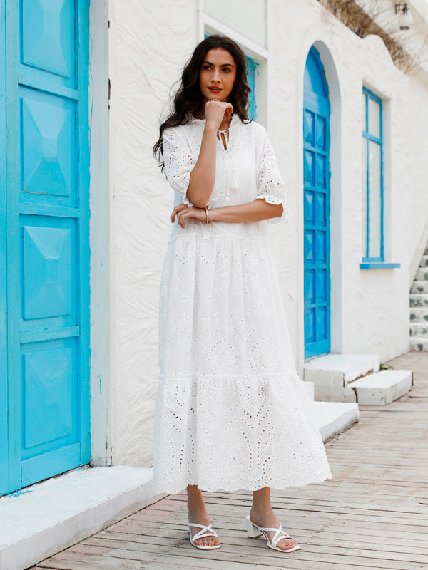 White cotton best sale eyelet dress