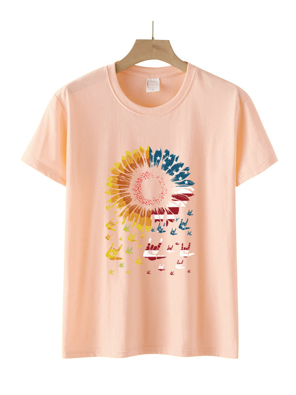 Women's American Flag Sunflower Shirt