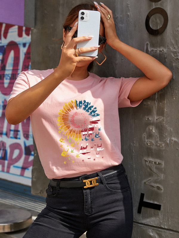 Women's American Flag Sunflower Shirt