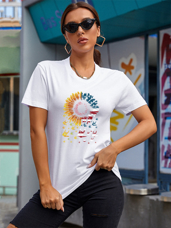 Women's American Flag Sunflower Shirt